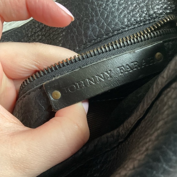 Johnny Farah Large Black Leather Unisex Convertible Briefcase Travel Bag EUC - Picture 8 of 9